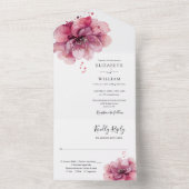 水エレガント色ほこりっぽいバラフローラ オールインワン招待状 (内側)