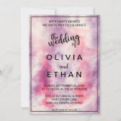 水エレガント色ほこりっぽいバラ抽象芸術結婚ズ 招待状 (正面)