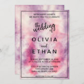 水エレガント色ほこりっぽいバラ抽象芸術結婚ズ 招待状 (正面/裏面)