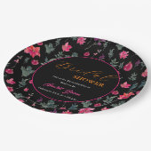 水エレガント色ほこりっぽいピンクフローラブライダルシャワー ペーパープレート (アングル)