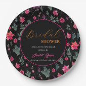 水エレガント色ほこりっぽいピンクフローラブライダルシャワー ペーパープレート (正面)