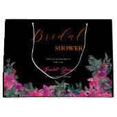水エレガント色ほこりっぽいピンクフローラブライダルシャワー ラージペーパーバッグ (正面)