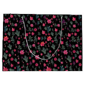 水エレガント色ほこりっぽいピンクフローラブライダルシャワー ラージペーパーバッグ (裏面)