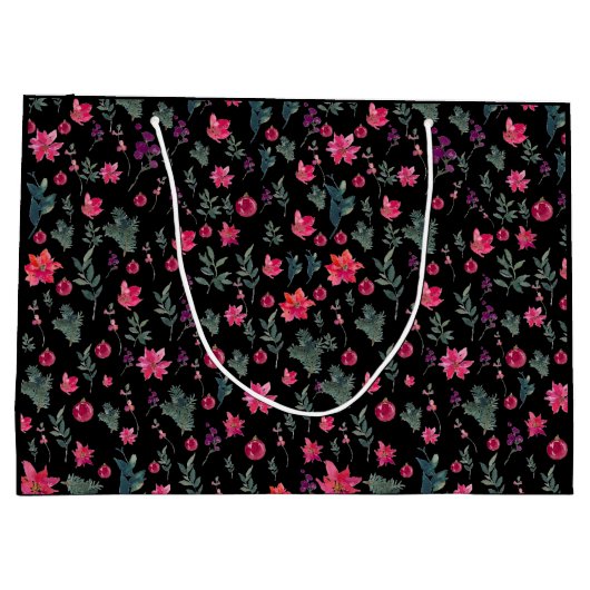 水エレガント色ほこりっぽいピンクフローラブライダルシャワー ラージペーパーバッグ (裏面)