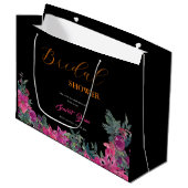 水エレガント色ほこりっぽいピンクフローラブライダルシャワー ラージペーパーバッグ (正面アングル)