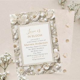 水エレガント色ほこりっぽい白い黄金の花の花束 招待状