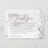 水エレガント色ほこりっぽい紫のフローラ結婚の色 サンキューカード (正面)