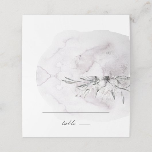 水エレガント色ほこりっぽい紫のフローラ結婚の色 プレイスカード (外部開封)