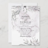 水エレガント色ほこりっぽい紫のフローラ結婚の色 招待状 (正面)