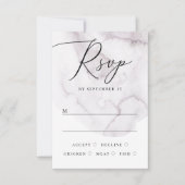 水エレガント色ほこりっぽい紫の結婚台本 出欠カード (正面)