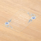 水エレガント色ほこりっぽい青いフローラ結婚の色 アクリル招待状 (レイダウン)