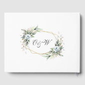 水エレガント色ほこりっぽい青い結婚葉 ゲストブック (裏面)