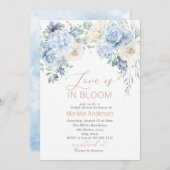 水エレガント色ほこりっぽい青い花ブライダルショウ 招待状 (正面/裏面)