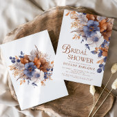 水エレガント色ほこりっぽい青さびブライダルシャワー 招待状