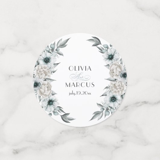 水エレガント色ほこりっぽい青の植物学 コンフェッティ (スモール正面)