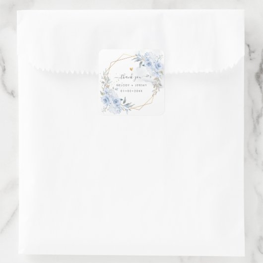 水エレガント色ほこりっぽい青バラありがとう スクエアシール (バッグ)