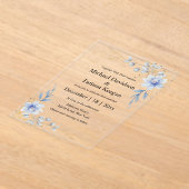 水エレガント色ほこりっぽい青フローラシック結婚ズ アクリル招待状 (レイダウン)