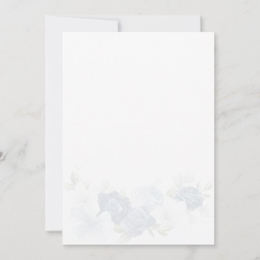 水エレガント色ほこりっぽい青フローラブライダルシャワー 招待状 (裏面)