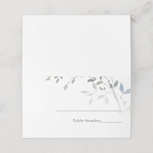 水エレガント色ほこりっぽい青フローラ座席表 プレイスカード (外部開封)