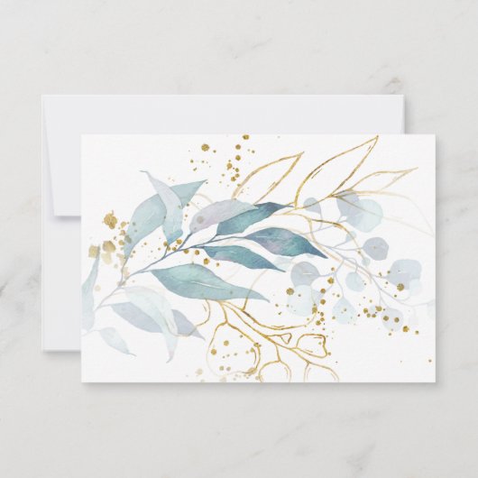 水エレガント色ほこりっぽい青フローラ金ゴールドミール 出欠カード (裏面)
