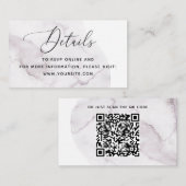 水エレガント色ほこり紫QR結婚詳細 エンクロージャーカード (正面/裏面)