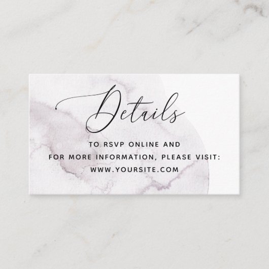 水エレガント色ほこり紫QR結婚詳細 エンクロージャーカード (正面)