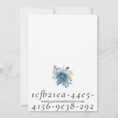 水エレガント色ほこり青結婚花 招待状 (裏面)