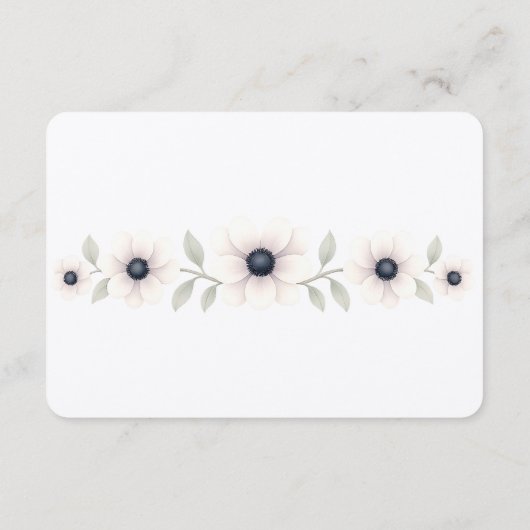 水エレガント色アイボリーネイビーブルーアネモーネ結婚ズ エンクロージャーカード (裏面)