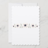 水エレガント色アイボリーネイビーブルーアネモーネ結婚ズ 招待状 (裏面)