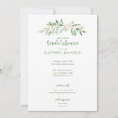 水エレガント色アイボリーバラフローラブライダルシャワー 招待状 (正面)