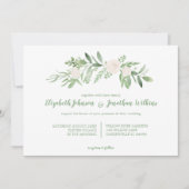 水エレガント色アイボリーバラ結婚式 招待状 (正面)