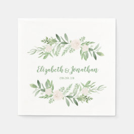 水エレガント色アイボリーバラ結婚 スタンダードカクテルナプキン