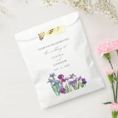 水エレガント色アイリスの花のスクリプ結婚ト フェイバーバッグ (封をした状態)