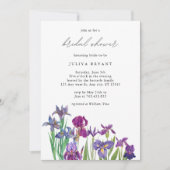 水エレガント色アイリス花ブライダルシャワー 招待状 (正面)