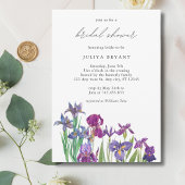 水エレガント色アイリス花ブライダルシャワー 招待状