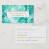 水エレガント色アクアブルー金ゴールドプロフェッショナル 名刺 (正面/裏面)