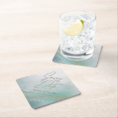 水エレガント色アクア海&金ゴールド保存日 ペーパーコースター (インサイチュ)