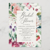 水エレガント色アジアボホフローラブライダルシャワー 招待状 (正面/裏面)