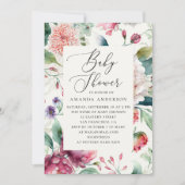水エレガント色アジアbohoフローラ赤ちゃんシャワー 招待状 (正面)