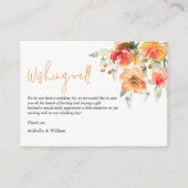 水エレガント色アプリコットフローラ結婚ズ エンクロージャーカード (正面)