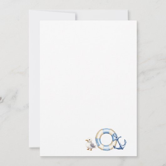 水エレガント色アホイそれは男の子の赤ちゃんシャワーである 招待状 (裏面)