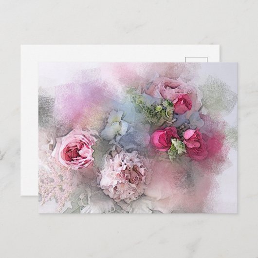 水エレガント色アートモダンバラ花フローラ ポストカード (正面/裏面)