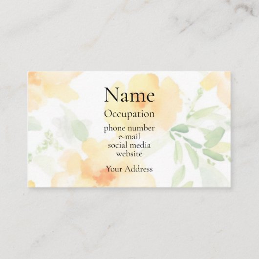 水エレガント色イエロフローラボーホグリーン 名刺 (裏面)