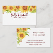 水エレガント色イエローヒマワリ 名刺 (正面/裏面)