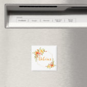 水エレガント色イエローフローラモノグラム名 マグネット (インサイチュ (食洗機))