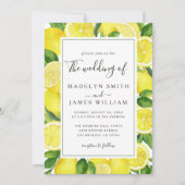 水エレガント色イエローレン結婚モン 招待状 (正面)