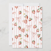 水エレガント色イチゴ女の子ベビーシャワー 招待状 (裏面)