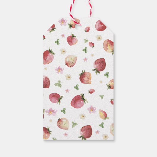 水エレガント色イチゴ赤ちゃんシャワー ギフトタグ (裏面)