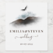 水エレガント色イーグル山脈スクリプ結婚ト ワインラベル (シングルラベル)