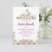 水エレガント色イースターバニーフローラブランチ 招待状 (スタンド正面)